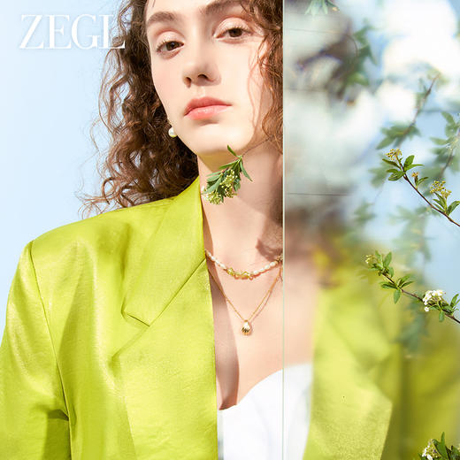 ZEGL设计师都市焕趣系列淡水珍珠叠戴项链女轻奢小众猫眼石锁骨链 商品图1