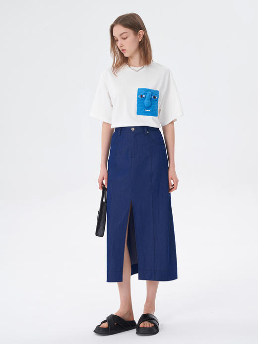 Self Who2023夏装新款仿牛仔铅笔直身裙简约时尚休闲摩登半身裙子 商品图3