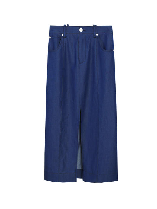 Self Who2023夏装新款仿牛仔铅笔直身裙简约时尚休闲摩登半身裙子 商品图4