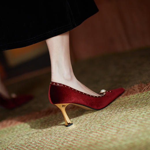 复古细跟婚鞋，法式高跟鞋HBP-1382 商品图3