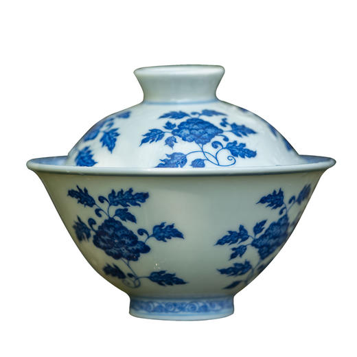 青花折枝花卉斗笠盖碗 商品图4