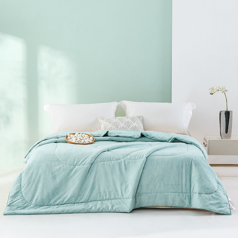 【钱皇】夏季雪顶蚕丝被聚乳酸被，双宫茧桑蚕丝，亲肤透气，对肌肤很友好，取自钱皇自建桑园6A级双宫茧桑蚕丝，被誉为“纤维皇后”，人体第二肌肤，亲肤透气，柔软贴身，盖在身上清爽不闷热