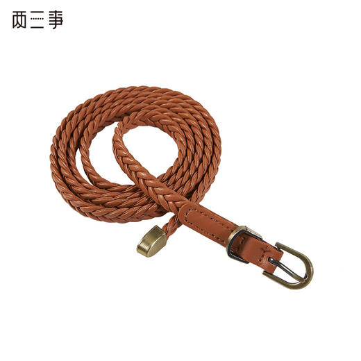 两三事 摇摆烈曲 2023夏季新款百搭麻花编织PU细腰带女款 商品图0