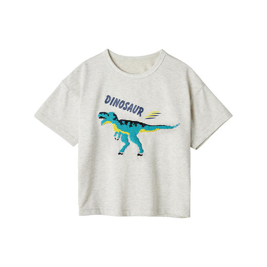 千趣会童装儿童夏款男童可爱童趣亮片翻面设计棉质短袖T恤 商品图4