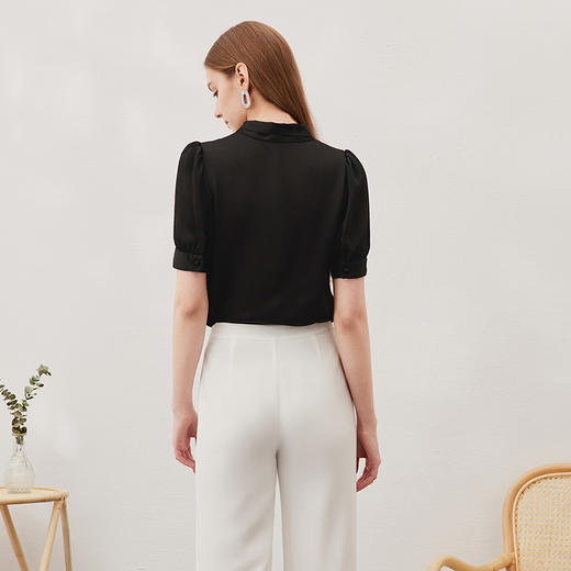 EITIE爱特爱夏季新款通勤职业百搭显瘦飘带小上衣7013709 商品图10