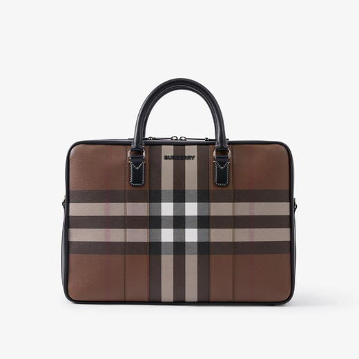 【一】BURBERRY 巴宝莉 男士Ainsworth - 大号格纹拼皮革公文包 格子 8052772 A8900 商品图0