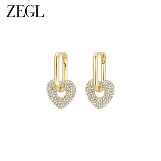 ZEGL复古爱心耳环女小众设计感高级耳钉耳扣2023年新款潮金色耳饰 商品图0