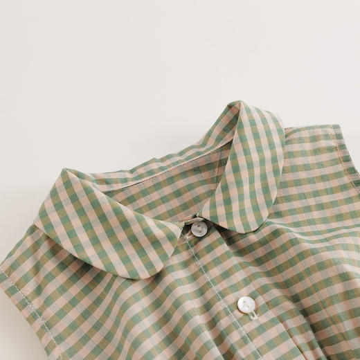 【马克珍妮 芦芙】夏装新款 女童小绿格无袖纯棉连衣裙230389 商品图3