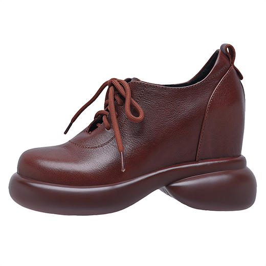 舒适百搭，纯色真皮圆头厚底内增高单鞋HX-33-332 商品图10