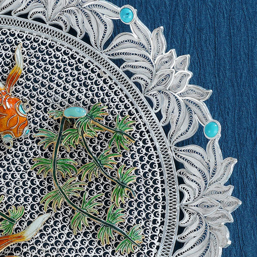 子佩集S999银手工银花丝【年年有余花丝盘】摆件大师工坊原创设计【YZBBJ002】2303 商品图2