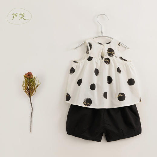 【马克珍妮 芦芙】夏装新款 女童波点宽松无袖背心套装230507 商品图2