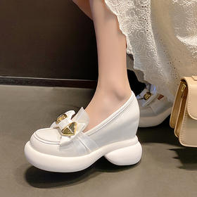 舒适柔软，真皮纯色蝴蝶结超高跟内增高单鞋HX-33-333