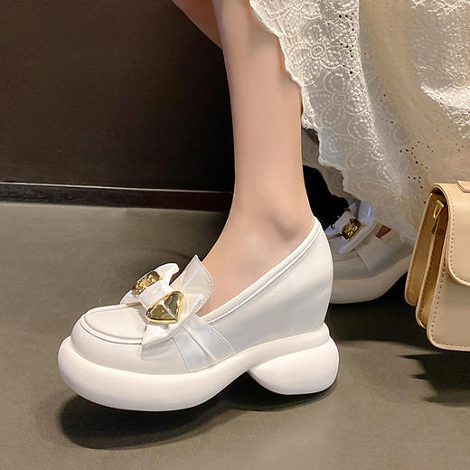 舒适柔软，真皮纯色蝴蝶结超高跟内增高单鞋HX-33-333 商品图0