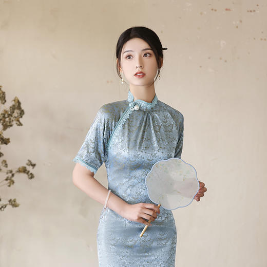 优雅修身，春夏新款旗袍改良旗袍长款复古走秀旗袍XL-23076 商品图3