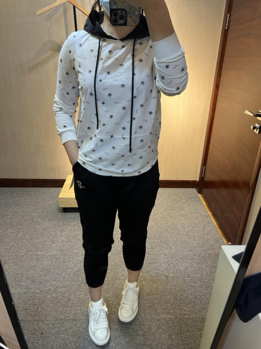 针丝缘春新款纯棉轻薄休闲星星显瘦连帽针织衫8236 商品图2