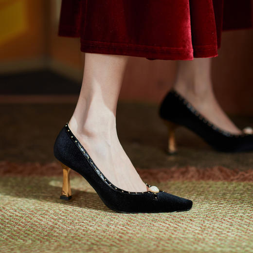复古细跟婚鞋，法式高跟鞋HBP-1382 商品图4