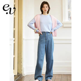 Even Vintage | 版型好 高腰纸袋裤全棉宽松直筒牛仔裤女秋冬