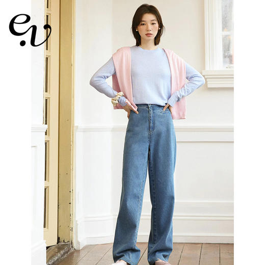 Even Vintage | 版型好 高腰纸袋裤全棉宽松直筒牛仔裤女秋冬 商品图0