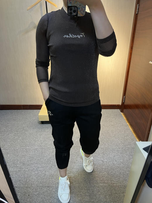 针丝缘春新款超弹百搭亮闪网眼儿显瘦打底衫3693 商品图6