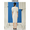 VIMAGE纬漫纪夏季新品纯色百搭洋气褶皱收腰连衣裙V1907527 商品缩略图4