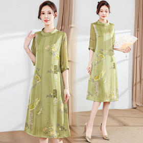 时尚修身大码印花改良旗袍连衣裙YSM-23Q02-FL