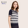 ELLE Active 女装休闲简约风圆领套头拼接短袖百搭针织衫夏季新款 商品缩略图1
