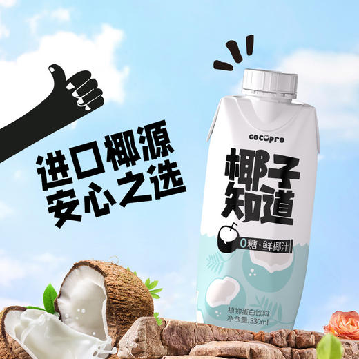 椰子知道 0糖鲜椰汁330ml/瓶*6 商品图0