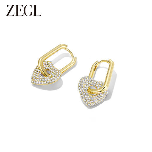 ZEGL复古爱心耳环女小众设计感高级耳钉耳扣2023年新款潮金色耳饰 商品图5