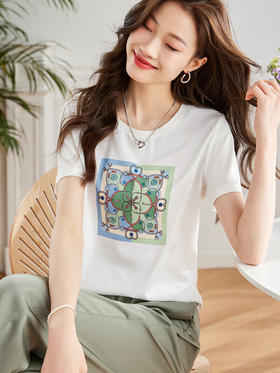 【专属特价】熙世界套装女时尚洋气时髦运动短袖T恤束脚裤子两件套2025夏新款