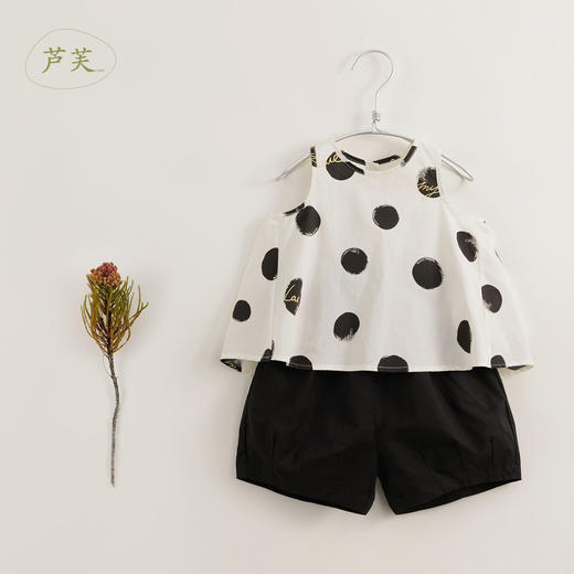 【马克珍妮 芦芙】夏装新款 女童波点宽松无袖背心套装230507 商品图1
