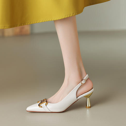 真皮细跟尖头，韩版金色扣件高跟鞋HBP-A1627 商品图0