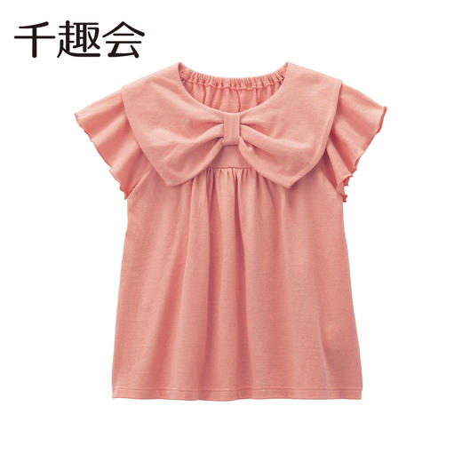 【T恤】千趣会童装儿童夏款女童可爱甜美蝴蝶结领设计短袖棉质T恤1228987 商品图4