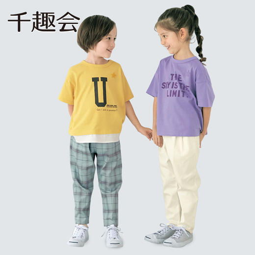【短袖T恤】千趣会童装夏款男女儿童时尚印花落肩宽松版棉质短袖T恤上衣 商品图3