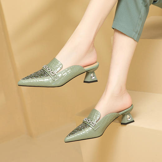 优雅百搭，尖头真皮中跟凉拖XL568 商品图7