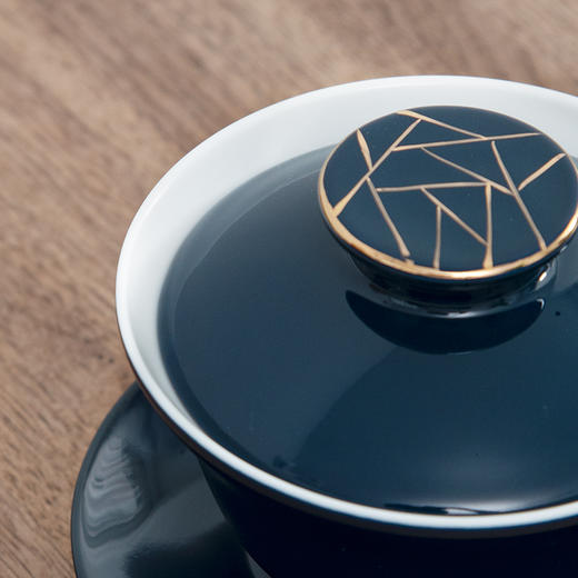 【采购专享】霁蓝 描金盖碗九件套装 商品图5