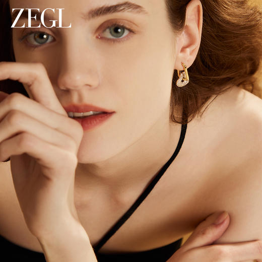 ZEGL复古爱心耳环女小众设计感高级耳钉耳扣2023年新款潮金色耳饰 商品图4