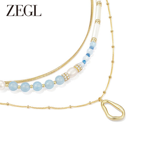 ZEGL设计师都市焕趣系列珍珠双层叠戴字母项链女生轻奢小众锁骨链 商品图2