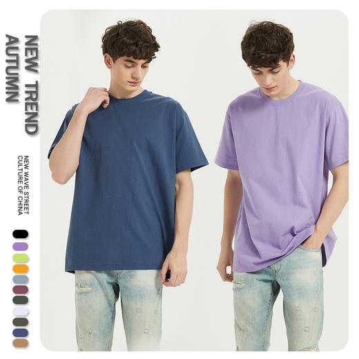 【拍3件99元 单拍不发货】司纤棉T恤男女通用情侣款T恤纯色 商品图2