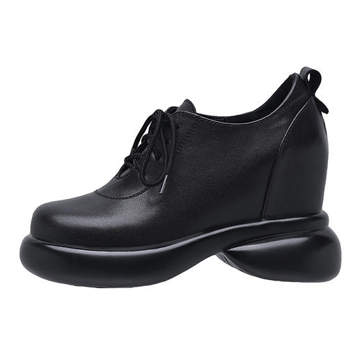 舒适百搭，纯色真皮圆头厚底内增高单鞋HX-33-332 商品图11