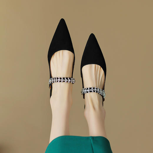 优雅舒适，尖头真皮后空平底拖鞋DB-M5588 商品图10