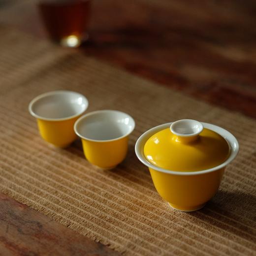 守艺 · 黄釉微澜盖碗 宜茶之器 高温黄釉 景德镇手工陶瓷 茶器 商品图1
