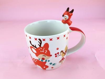 泰国进口儿童陶瓷餐具卡通立体小鹿水杯马克杯饭碗餐盘 商品图2