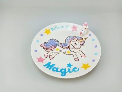 泰国进口儿童陶瓷餐具卡通立体独角兽水杯马克杯饭碗盘 商品图2