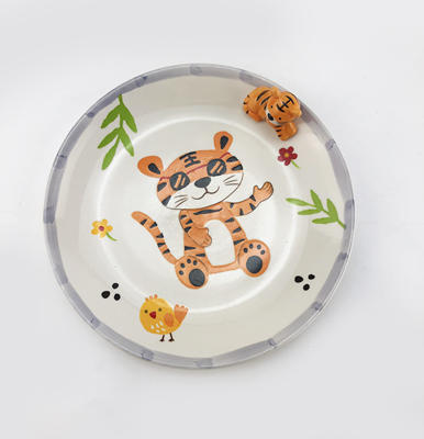 泰国进口儿童陶瓷碗餐具卡通立体小老虎水杯马克杯饭碗盘 商品图1