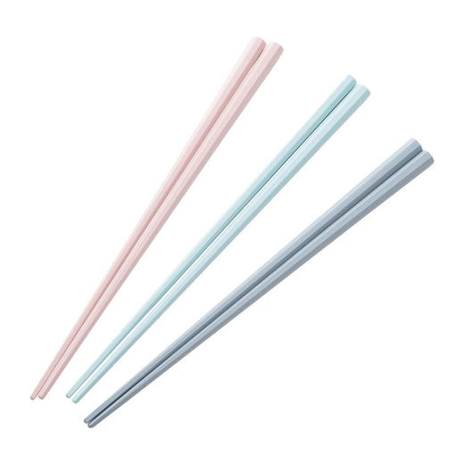 洗碗机适用耐热八角筷 3双组 粉灰/蓝棕 (约)1x1x23cm 商品图1