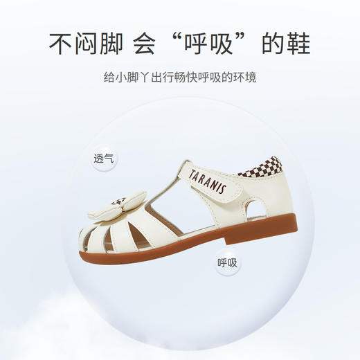 泰兰尼斯2023夏季新款女童凉鞋防滑软底儿童鞋包头防踢镂空公主鞋 T17X3B2740 商品图2