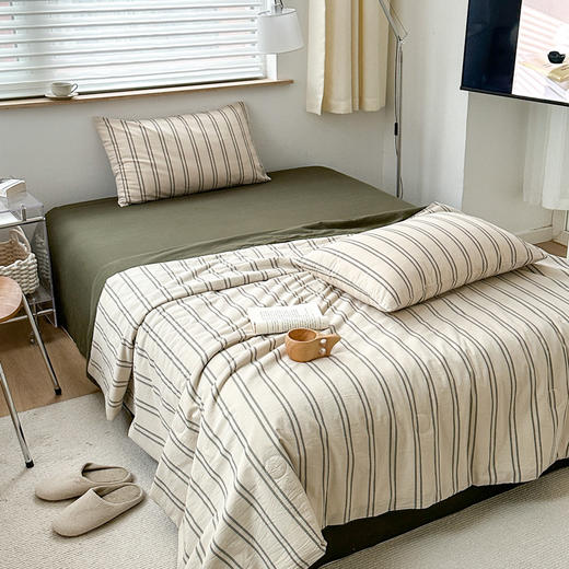 【水洗棉夏被】水洗棉夏被大豆纤维夏凉被条纹纯色空调被夏天被子 商品图3