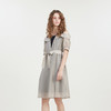 谜底连衣裙2023夏新款时尚通勤圆领拼接中长裙短袖露肩232ML0727 商品缩略图1