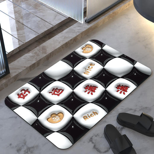 3D立体地垫泡泡膨胀效果天然橡胶软硅藻泥科技布浴室地垫速干防滑 商品图13