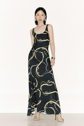 【美杜莎】品牌定制印花不规则裙摆立裁连衣裙/230000010B